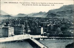 Ansicht-Ort Grenoble-CPA von Batille und von Kurs Saint Andre gesehen vom Garten der Delphine