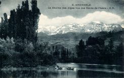 Grenoble CPA die alpine Strecke gesehen von den Randern des Isere