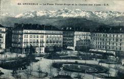 Grenoble CPA der Platz Victor Hugo und die alpine Strecke