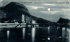 Kais und Str Eynard Effeet Grenoble-CPA der Nacht