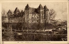 Pau CPA the castle Henri IV and the peak of midday of Ossau