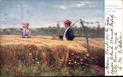 Peasant CPA Fantasy Illustrated songs Comin thro the Rye (agriculture)