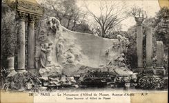 Paris CPA Le monument Alfred de Musset Avenue d4Antin