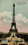 Paris CPA the Eiffel Tower taken of the gardens of Tileries