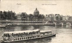 Paris CPA Bridge of Arts and Institute (barge boat ship boat)