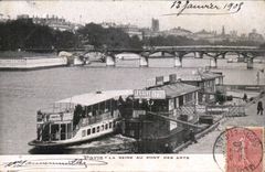 Paris CPA La Seine au pont des arts (peniche boat ship bateau)