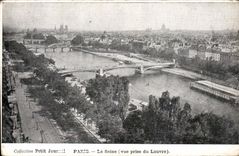 Paris CPA La Seine (vue prise du Louvre)