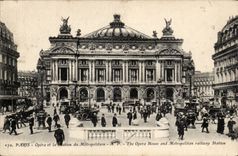 Paris CPA L'opera et la station du Metropolitain
