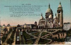 Paris CPA Funiculaire et basilique du Sacre Coeur de Montmartre