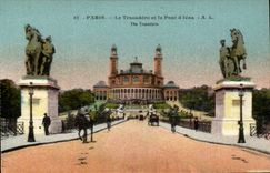 Paris CPA Trocadero and the bridge of Iena