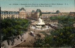 Paris CPA Together of the place of the Republic and the modern hotel