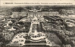 CPA Versailles Panorama of the castle and the gardens