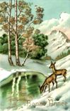 CPA Fantaisie Bonne annee Biche