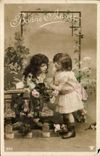 Fantasy - Children - Two Sweet Little Girls - Happy New Year - CPA