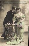 Fantaisie - Couple - Dans cet envoi fleuri puissiez -vous decouvrir l'affection de deux coeurs unis - CPA 