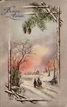 Fantaisie - Bonne Annee - Winter Scene - CPA 