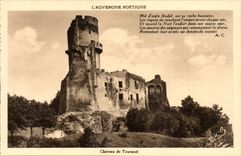 Poetic Auvergne Castle of Tournoel- feudal Eyrie on its haughty rock - CPA