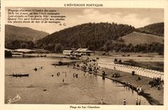Poetic Auvergne - Beach of the lake Chambon Landscape charmer in the shade of the fir trees - CPA