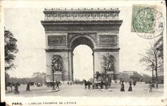 Paris - 8 - Arc de Triomphe of Etoike - horse - horse CPA
