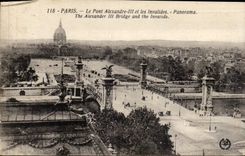 Paris - 7 - the Bridge Alexandre III and Invalides - Panorama CPA