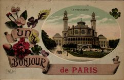 Paris - 16 - Le Palais du Trocadero - Un Bonjour de Paris - Souvenir CPA 