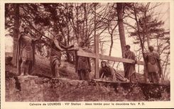 Lourdes - Martyrdom of Lourdes - VII Station - Jesus falls for the 2nd time - CPA