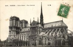 Paris - 4 - Notre Dame - face laterale - CPA 