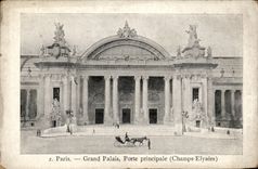 Paris - 8 - Large Palate - Principal Gate - horse - horse drawn carriage - CPA