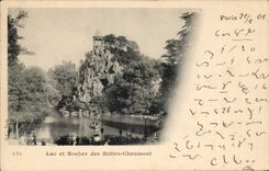 Paris - 19 - Lake and Rock of the Chaumont Hillocks - CPA