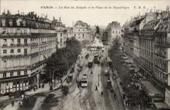Paris - 4 - Rue du Temple et la Place de la Republique - CPA 