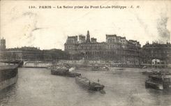 Paris - 1 - La Seine prise du Pont Louis Philippe - CPA 