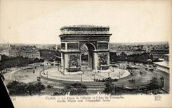 Paris - 8 - the Place of Etoile and Arc de Triomphe - CPA
