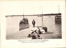 Dinard CPA Departure of a green high-speed motorboat for Saint Malo