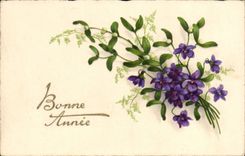 Fetes - Bonne Anne - houx - holly - CPA 