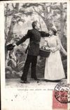 Fantaisie - Couple - Militaria - Soldier singing a song - humour - CPA 