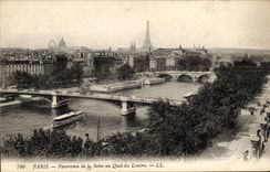 Paris - 1 - Panorama de la Seine au Quai du Louvre (Tour Eiffel) CPA 
