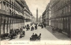 Paris - 1 - La Rue Castiglione - cheval - horses - CPA 