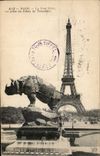 Paris CPA the Eiffel Tower seen from of the palate of Trocadero (rhinoceraos)
