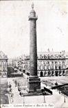 Paris CPA Vendome Column and street of Peace