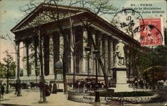 Paris CPA Church of the Madeleine and Statue of Jules Simon
