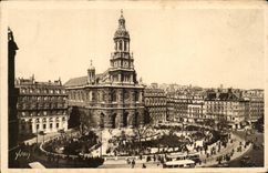 Paris CPA Place et eglise de la TRinite