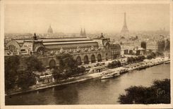 Paris CPA the Seine with the Quay of Orsay (Eiffel Tower)