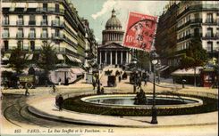 Paris CPA the street Soufflot and the Pantheon
