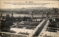 Paris CPA Panorama du Jardin des Tuileries et de la rue de Rivoli pris vers Montmartre