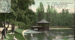 Paris CPA Chaumont Hillocks the kiosk and the lake