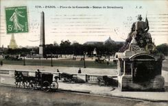 Paris CPA Places Harmony of Strasbourg Statue