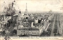 Paris CPA Panorama on the avenues Victor Hugo and of Iena Seen from of Arc de Triomphe