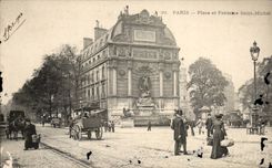 Paris CPA Places and fountain St Michel