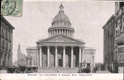 Paris CPA the Pantheon and Eglise co Genevieve