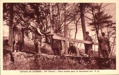 CPA Calvaire of Lourdes 7th Jesus Station fall for the second time